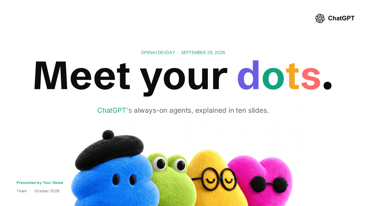 ChatGPT Dots PowerPoint Template cover slide from Prezentr