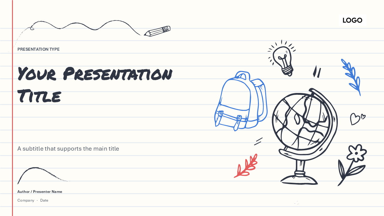Free Notebook Lined PowerPoint Template [Content Included]